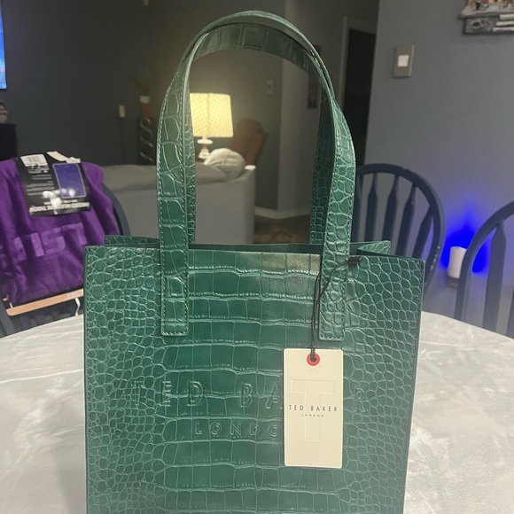 Ted Baker Handbags - Ted Baker Green Croc-Embossed Tote
